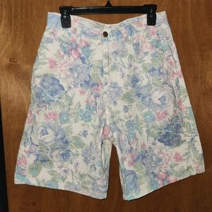 vintage zena pastel floral jean shorts
